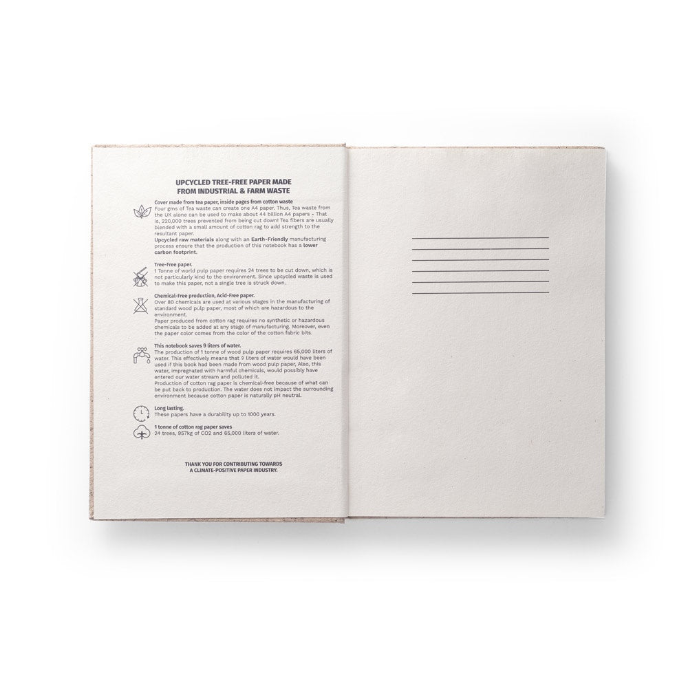 TEAPAD RIGID. A5 notepad with hard cover made from tea leafs waste (65%)