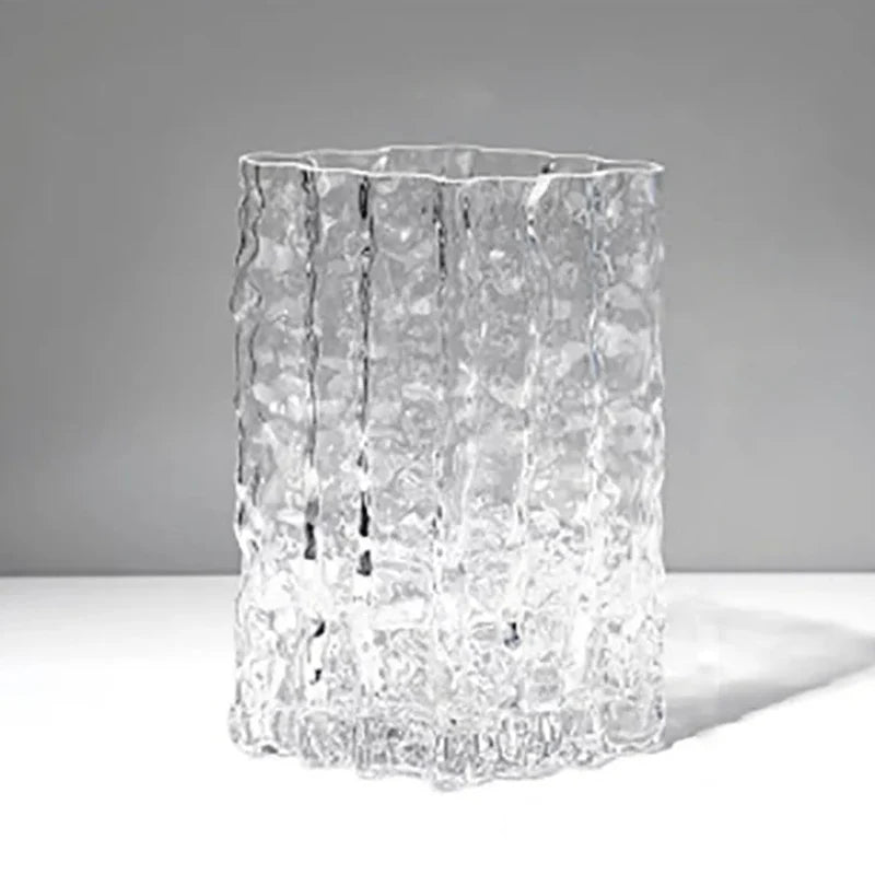 Arctic Ice Textured Glass Vase