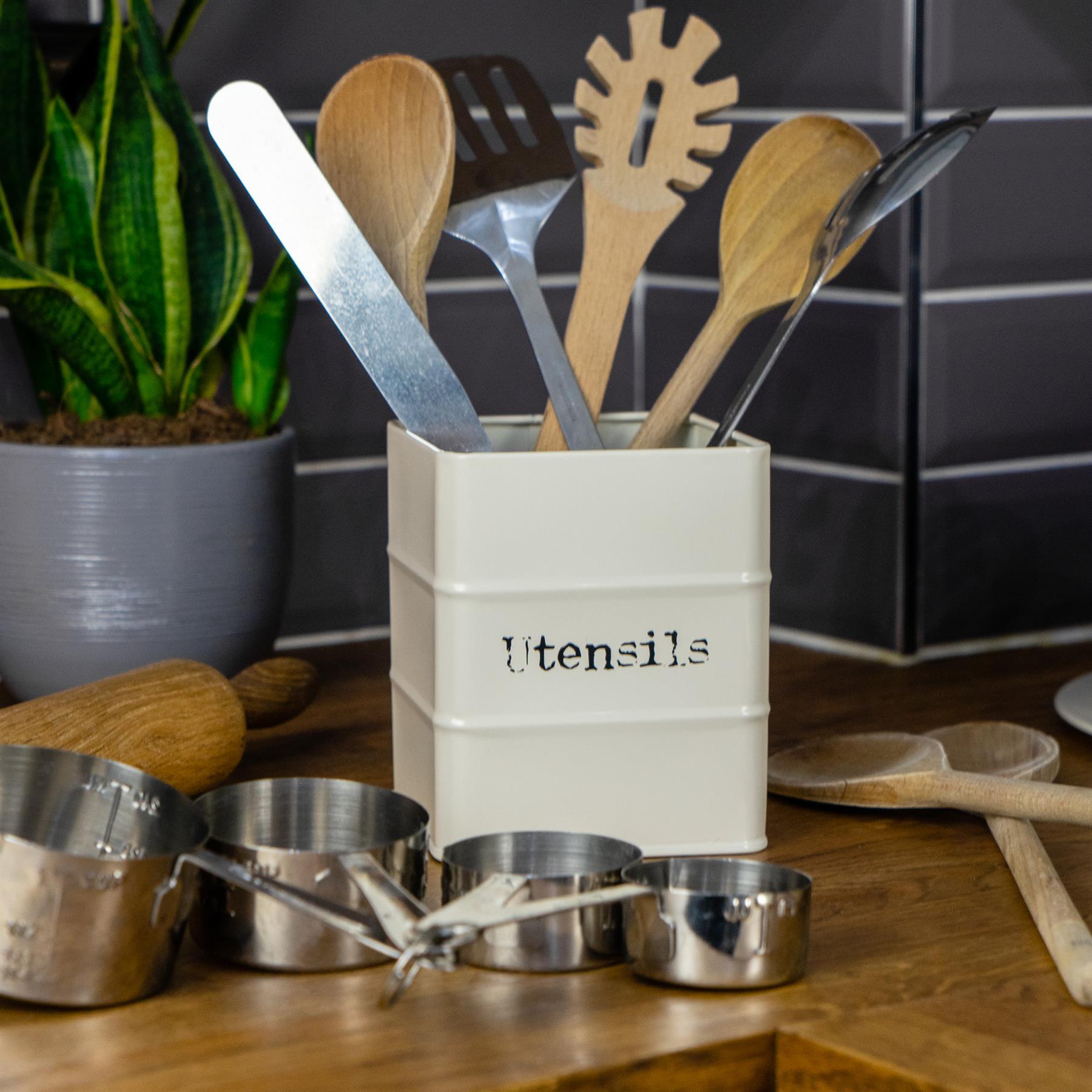 Vintage Utensil Holder - Cream