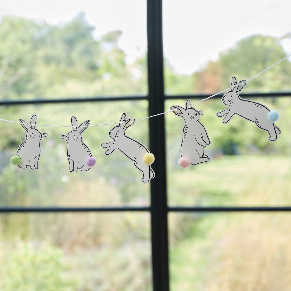 Easter Bunny Bunting with Pom Pom Tails