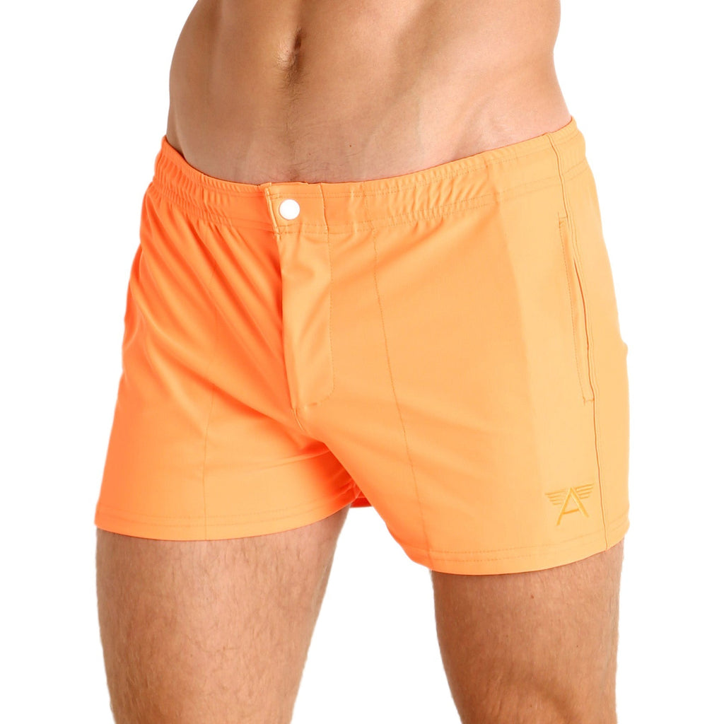 Mod Swim Shorts - Solid Neon Orange - Shorter Length