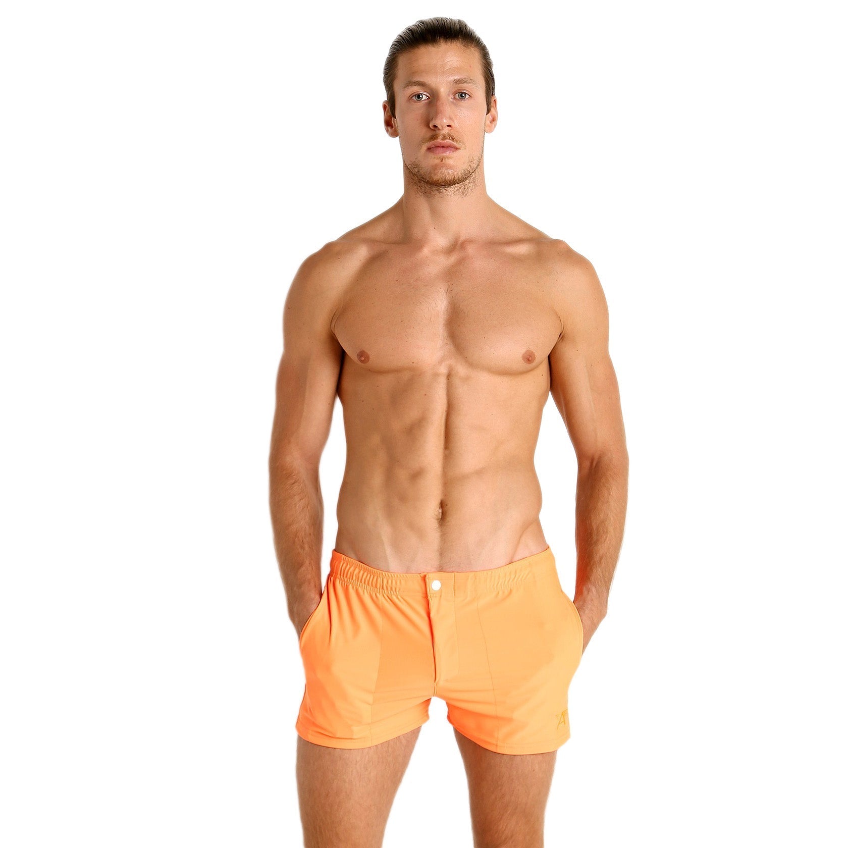 Mod Swim Shorts - Solid Neon Orange - Shorter Length
