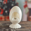 Carved White Huamanga Stone Nativity Egg Sculpture Peru - Holiday of Peace and Love
