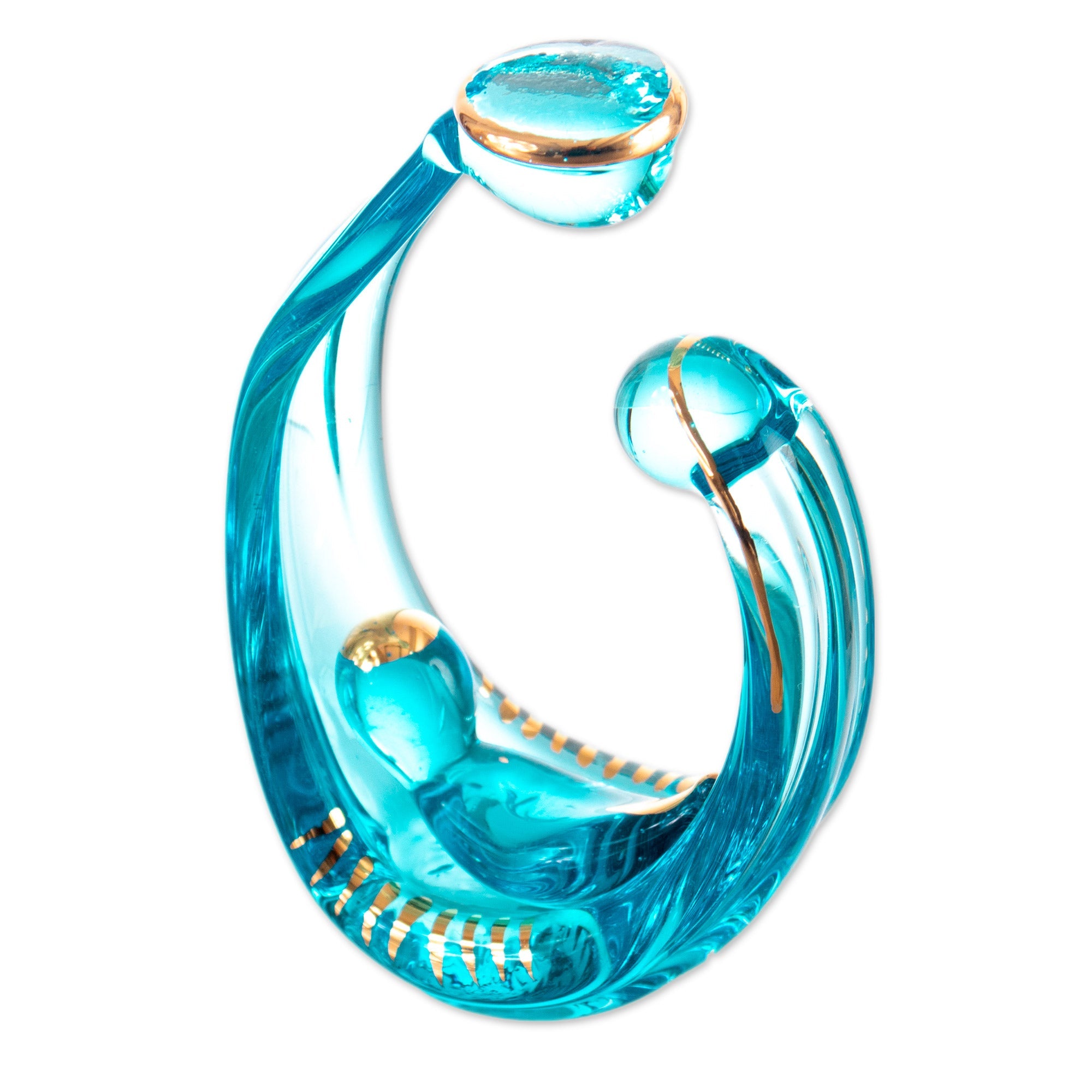 Modern Gilded Handblown Glass Nativity Scene (2-Piece Set) - Family of Nazareth