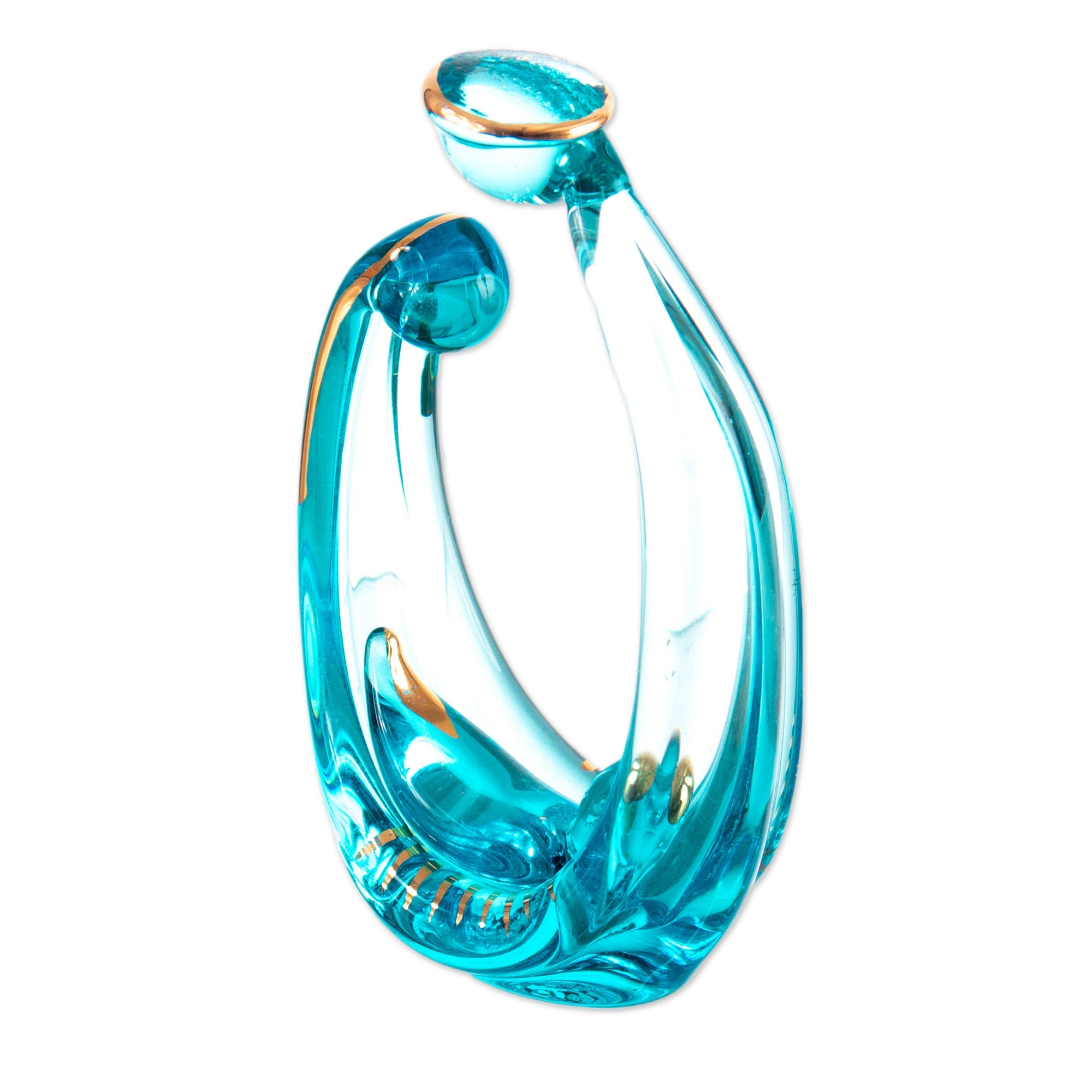 Modern Gilded Handblown Glass Nativity Scene (2-Piece Set) - Family of Nazareth