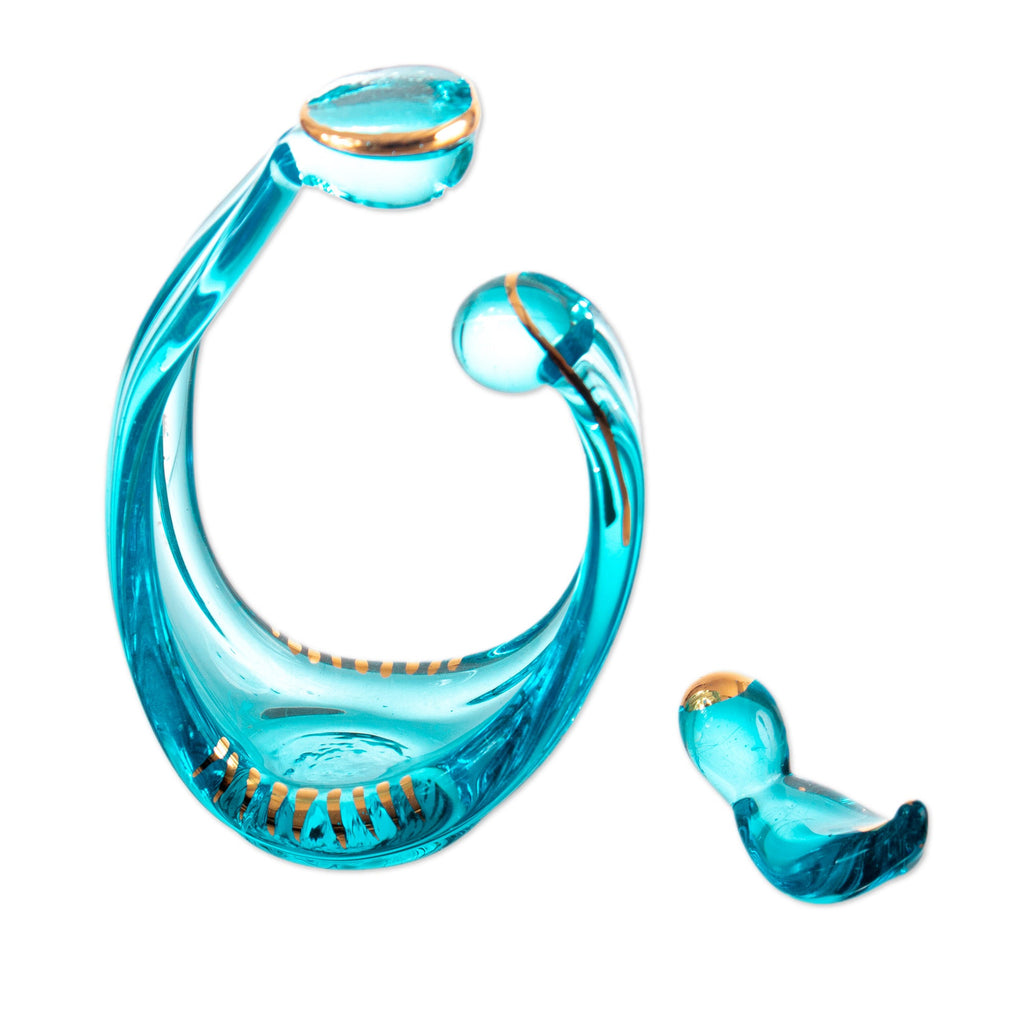 Modern Gilded Handblown Glass Nativity Scene (2-Piece Set) - Family of Nazareth
