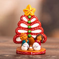 Hand-Painted Tree-Shaped Ceramic Nativity Scene in Red - Miracle Beneath the Tree