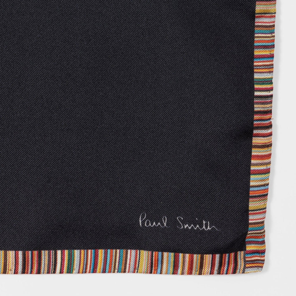 Men's Silk 'Signature Stripe' Pocket Square | Black
